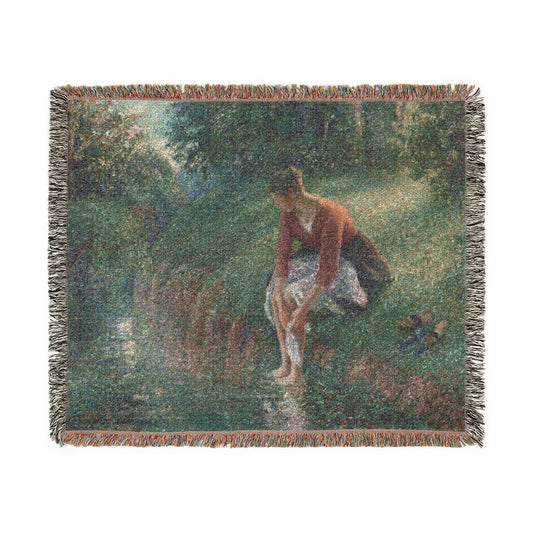 Woman Bathing Her Feet — Pissarro Tapestry Blanket