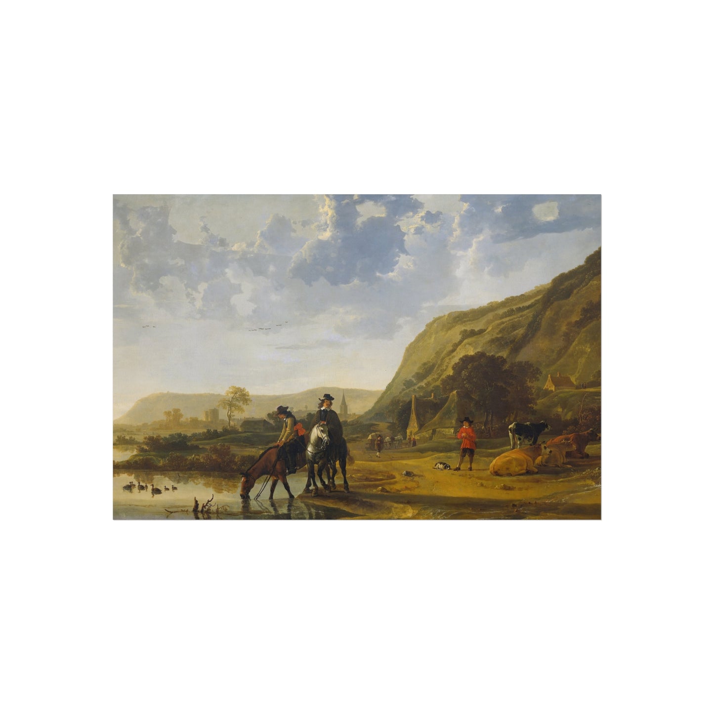 Aelbert Cuyp - Rivierlandschap met ruiters - Google Art Project | Fine Art Poster