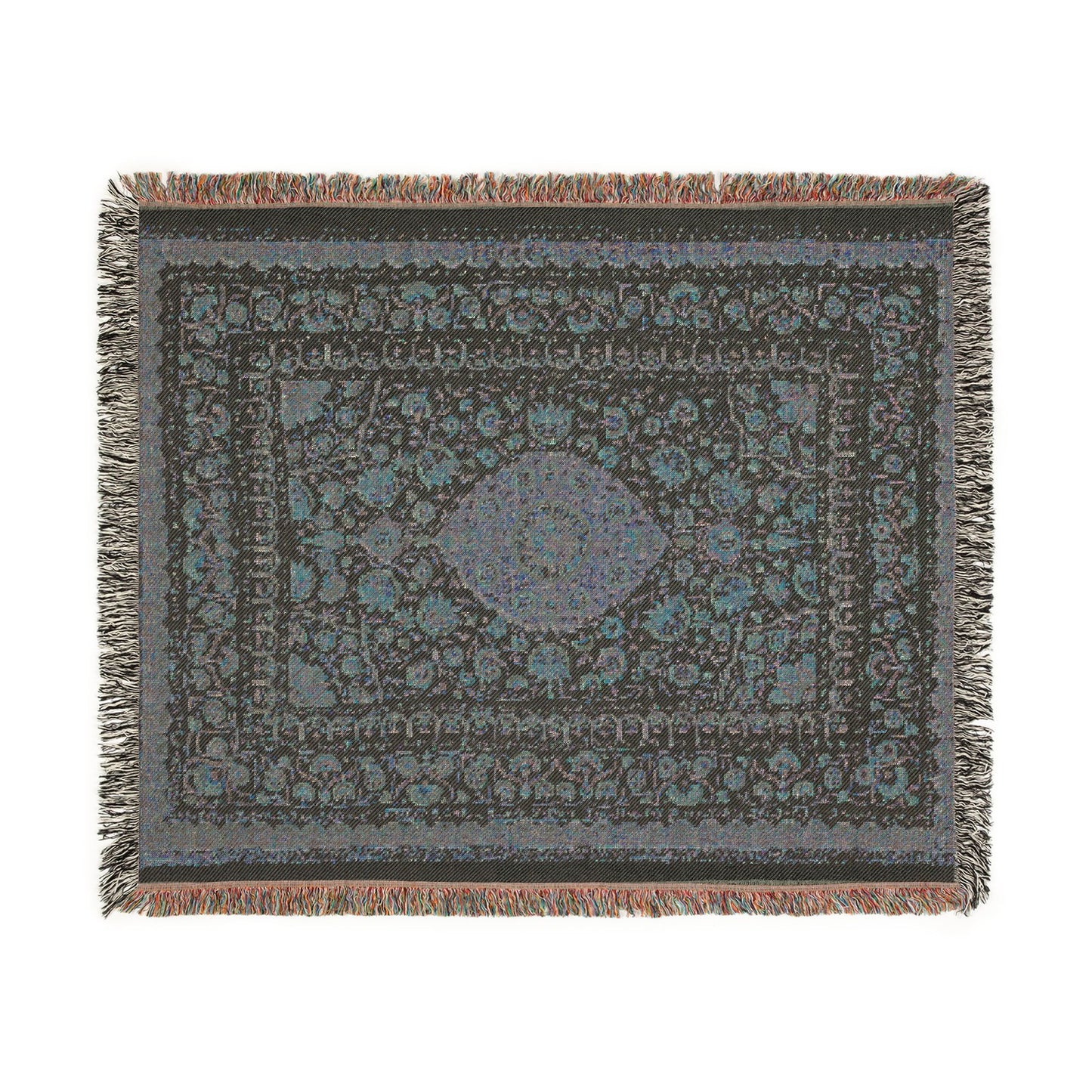 Spread with floral medallion pattern Woven Throw Blanket