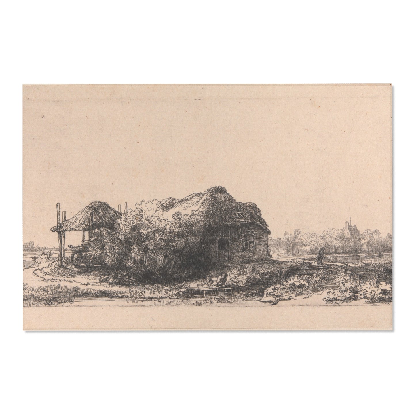 Rembrandt van Rijn - Landscape with Cottages and a Hay Barn Oblong | Area Rug