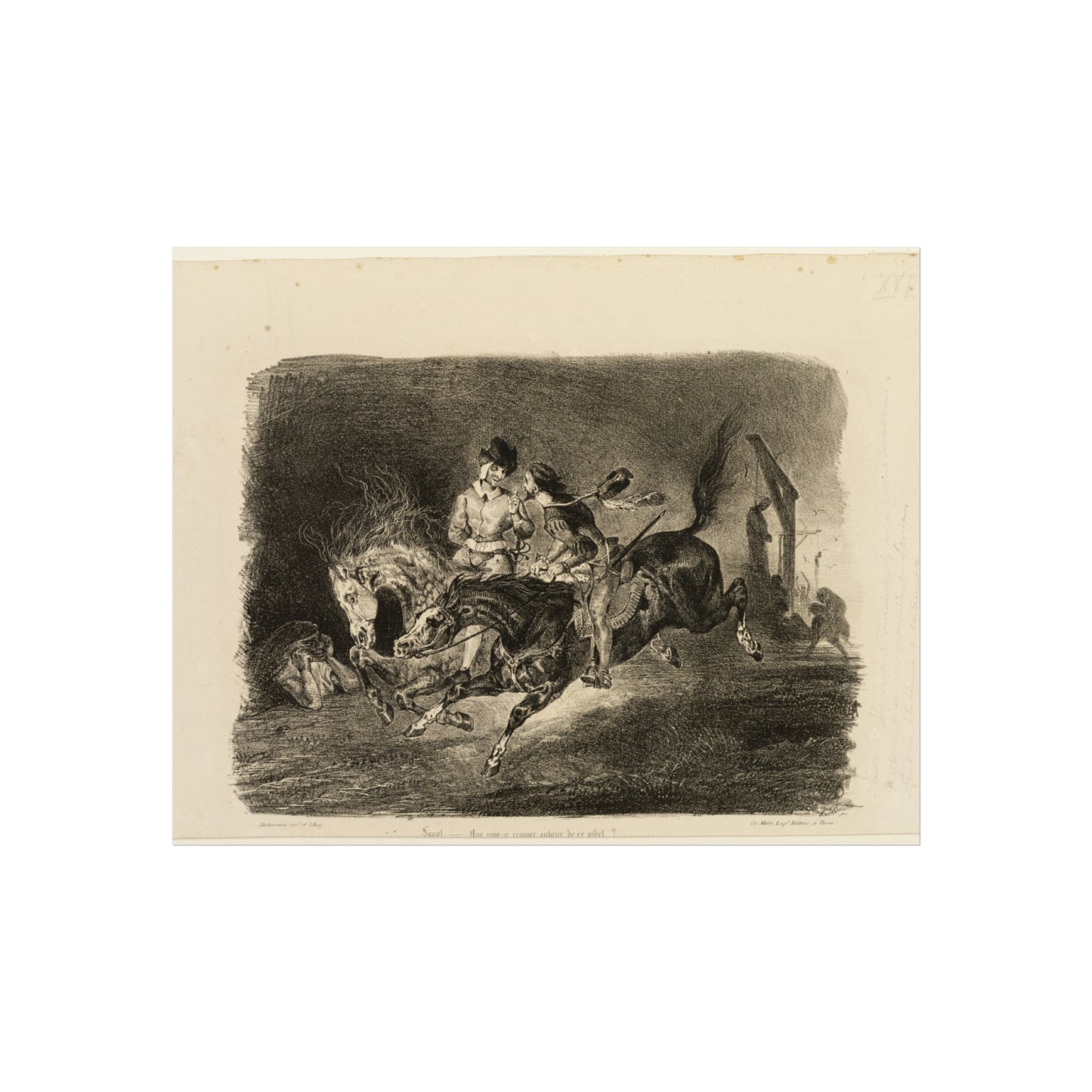 Eugène Delacroix - Faust and Mephistopheles Galloping Through the Night of the Witches' Sabbath | Fine Art Poster