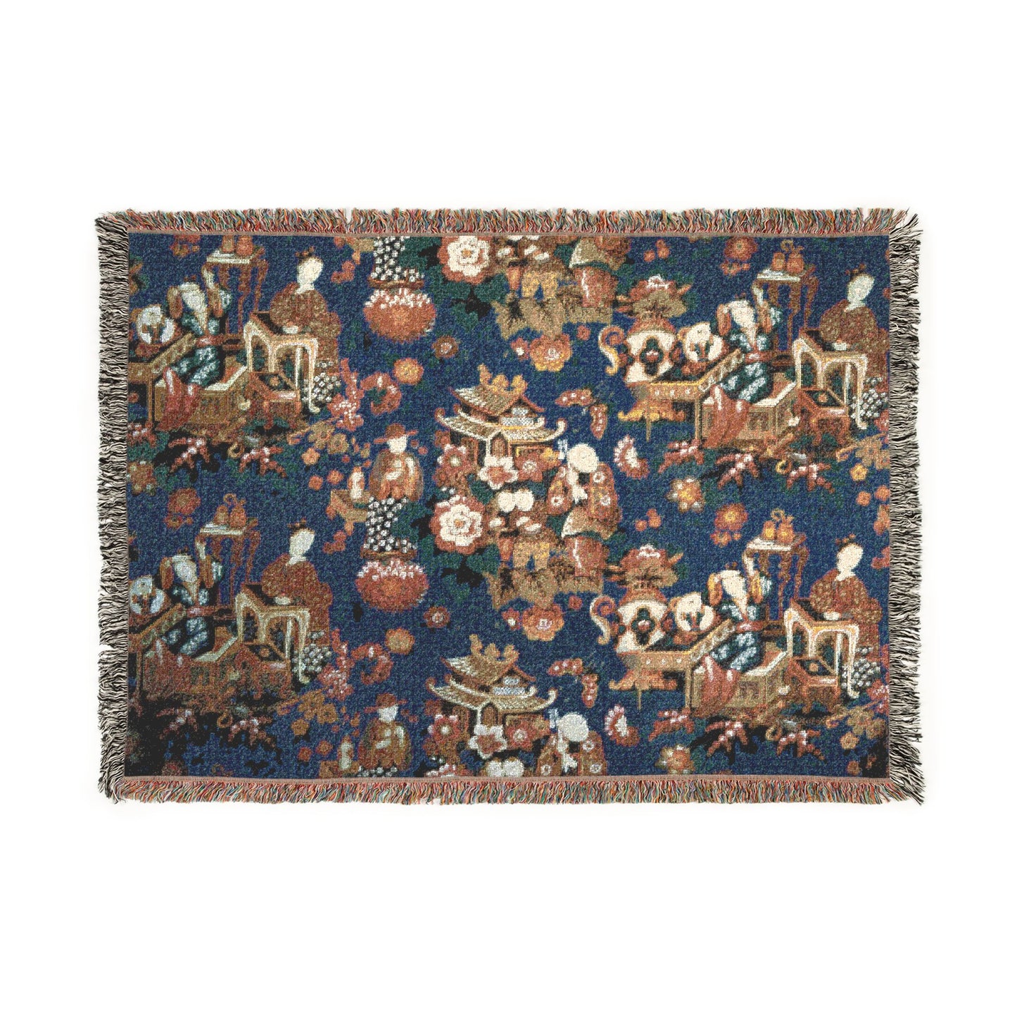 002_a-chinese-tea-party-furnishing-fabric | Woven Tapestry Blanket