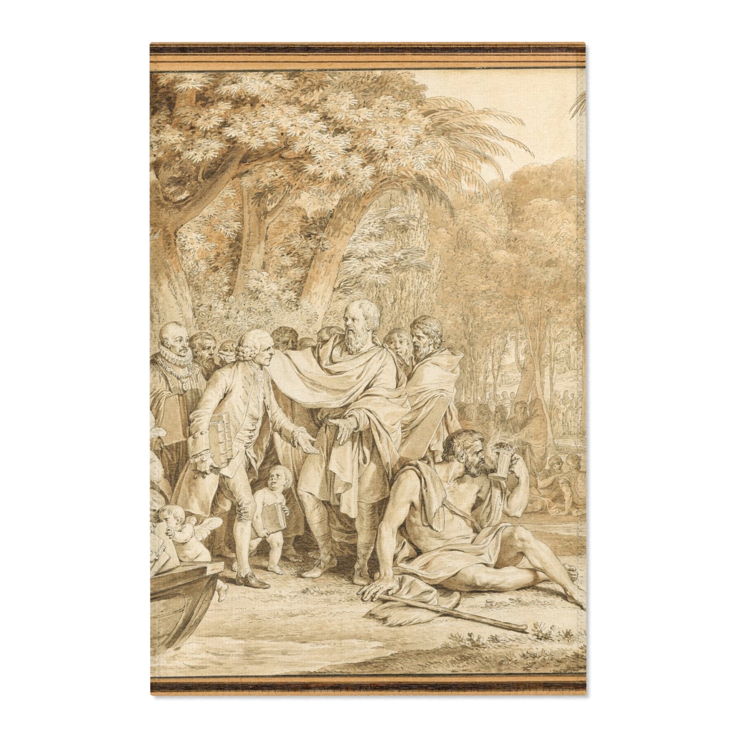 Jean Michel Moreau - The Arrival of Jean-Jacques Rousseau to the Champs-Élysées | Area Rug