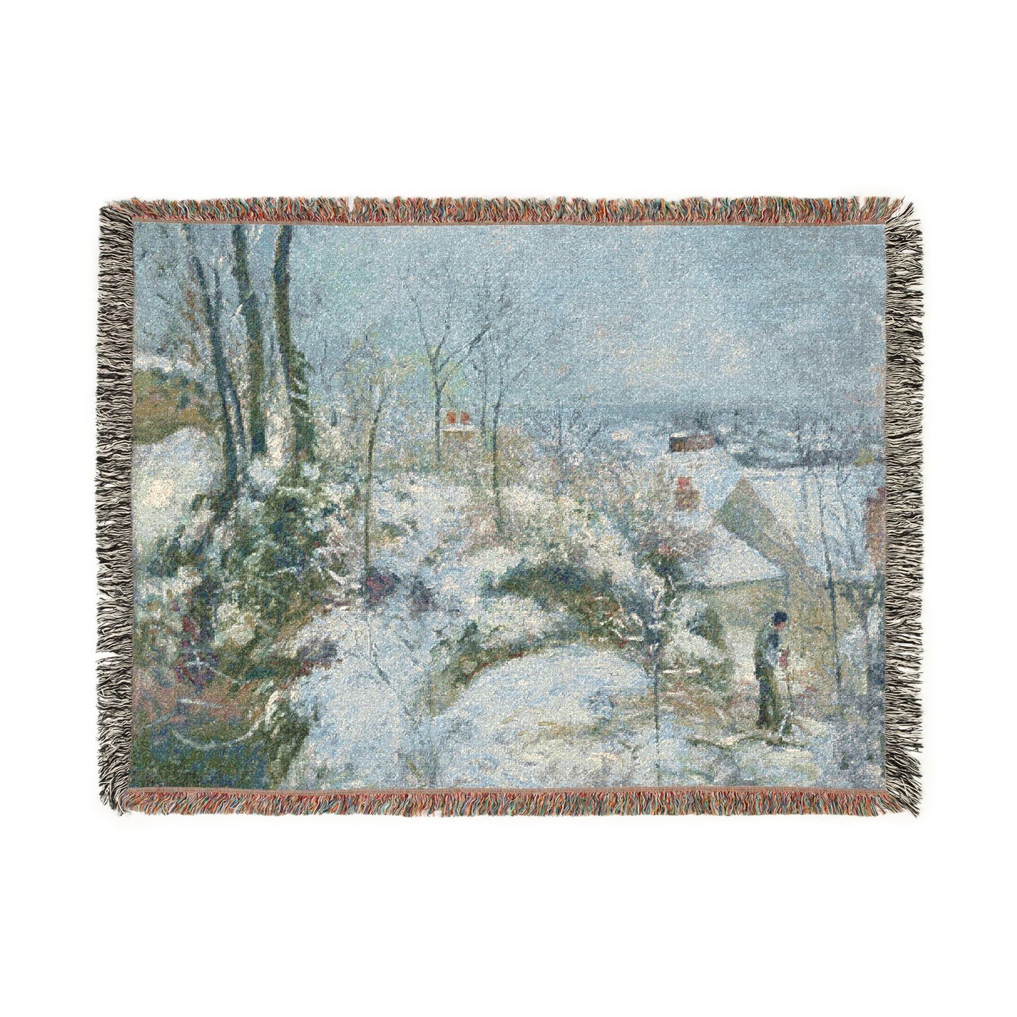 Camille Pissarro - Rabbit Warren at Pontoise, Snow | Woven Tapestry Blanket