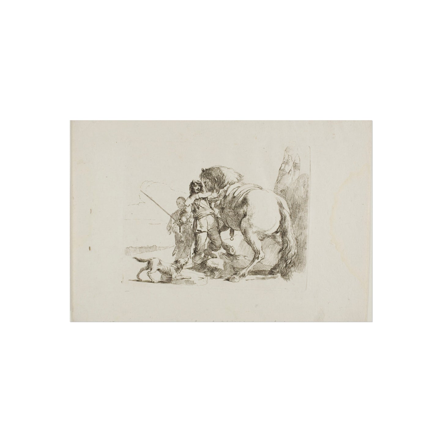 Giovanni Battista Tiepolo - The Rider Standing by His Horse, from Capricci | Fine Art Poster