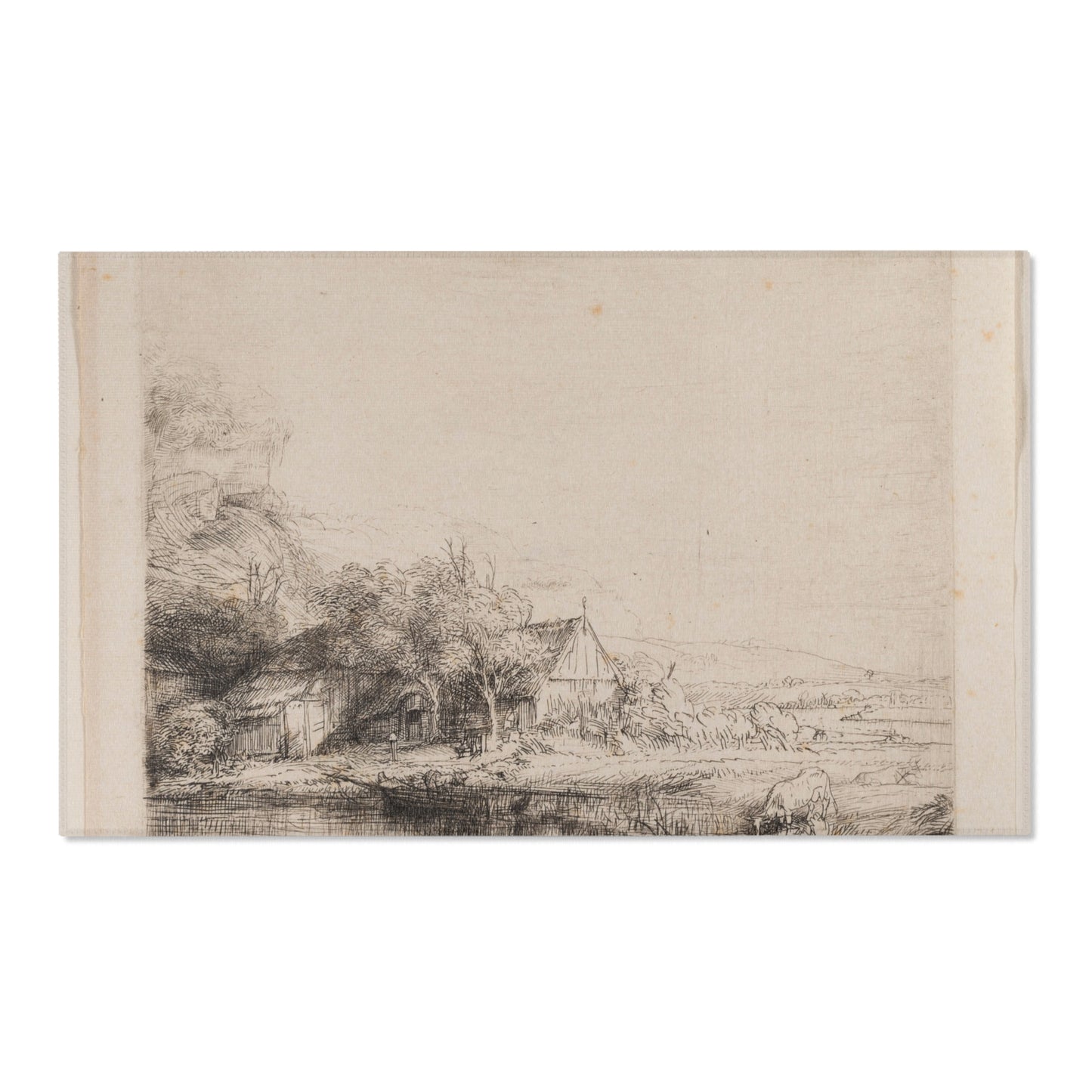 Rembrandt van Rijn - Landscape with a Cow Drinking | Area Rug