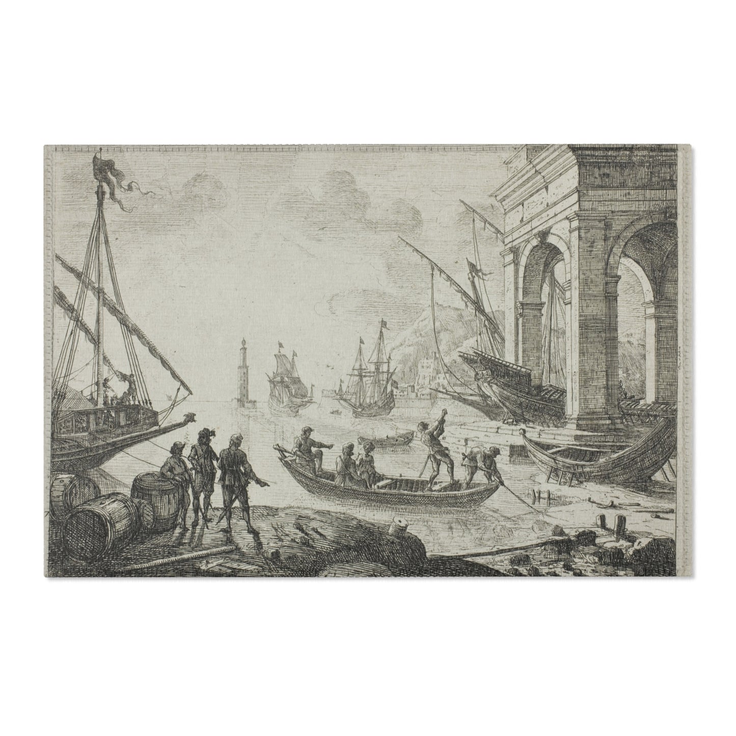 Claude Lorrain - Harbor Scene with a Lighthouse | Area Rug