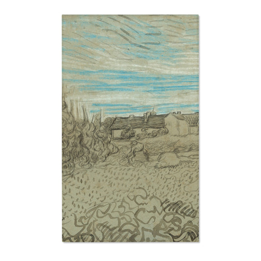 Cottages with a Woman Working — Van Gogh Area Rug