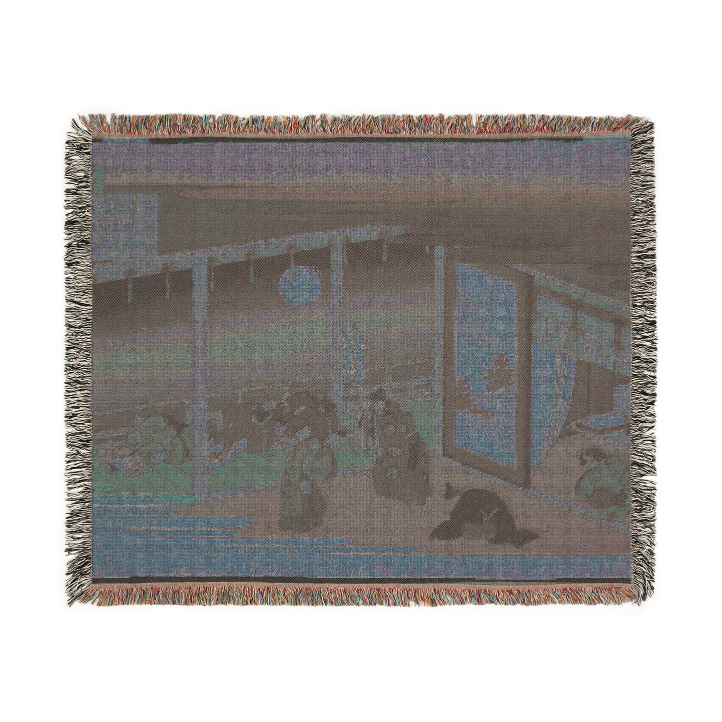 Poem by Emperor Sanjo, from the series One Hundred Poems by One Hundred Poets Explained by an Old Nurse Woven Throw Blanket