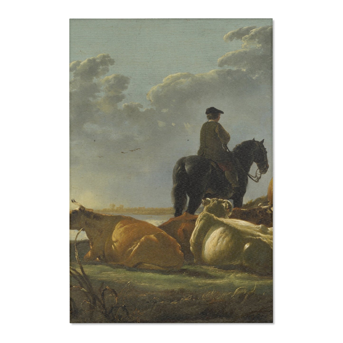 Aelbert Cuyp - Peasants with Four Cows by the River Merwede - WGA5825 | Area Rug