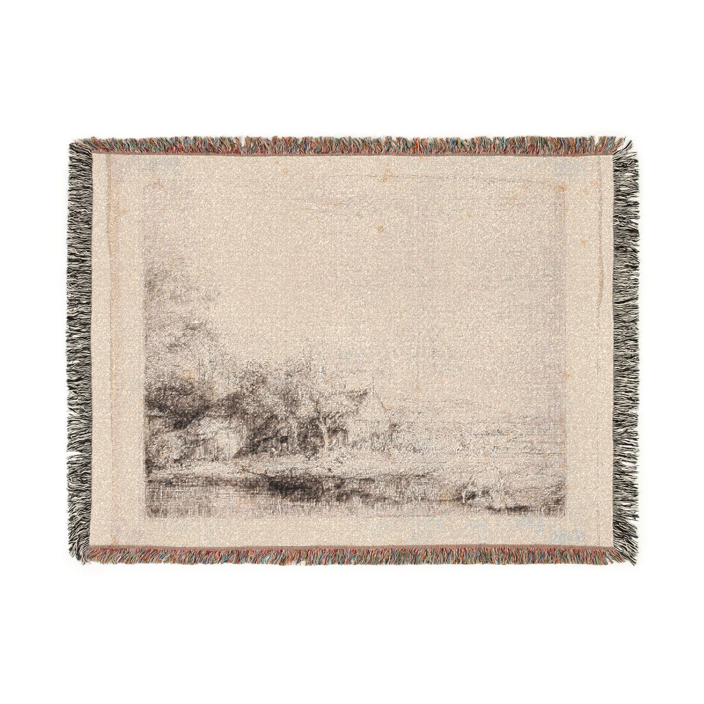 Rembrandt van Rijn - Landscape with a Cow Drinking | Woven Tapestry Blanket