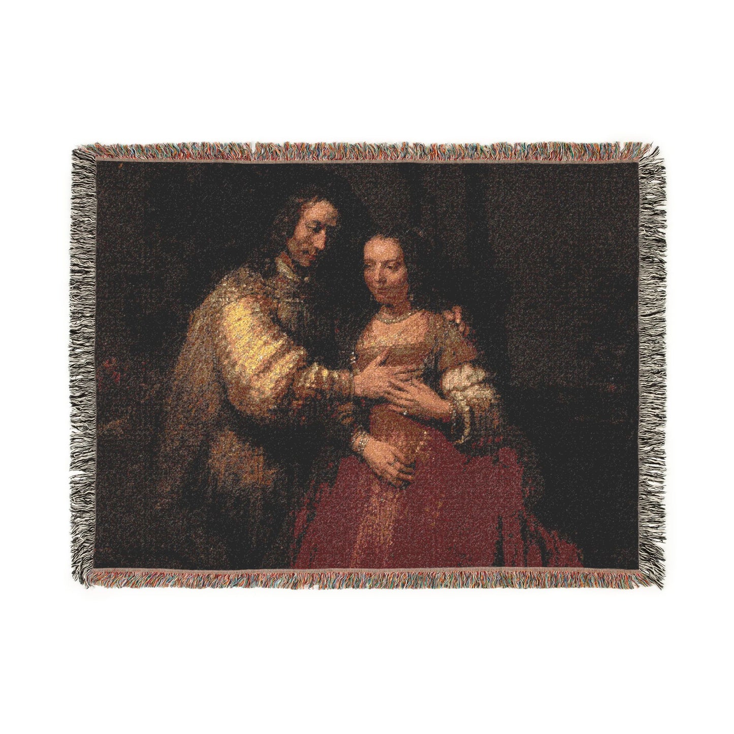 Rembrandt Harmensz. van Rijn - Portret van een paar als oudtestamentische figuren, genaamd 'Het Joodse bruidje' - Google | Woven Tapestry Blanket