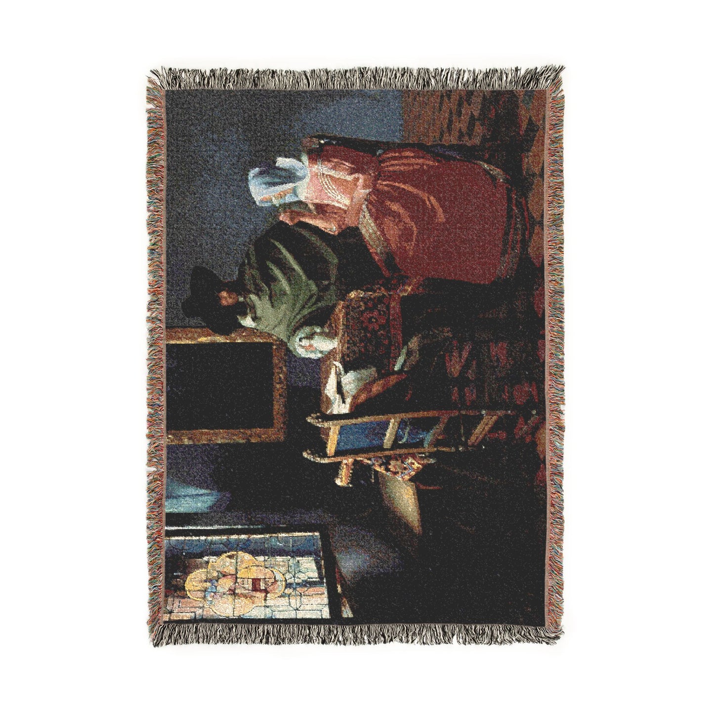 Jan Vermeer van Delft - The Glass of Wine - Google Art Project | Woven Tapestry Blanket