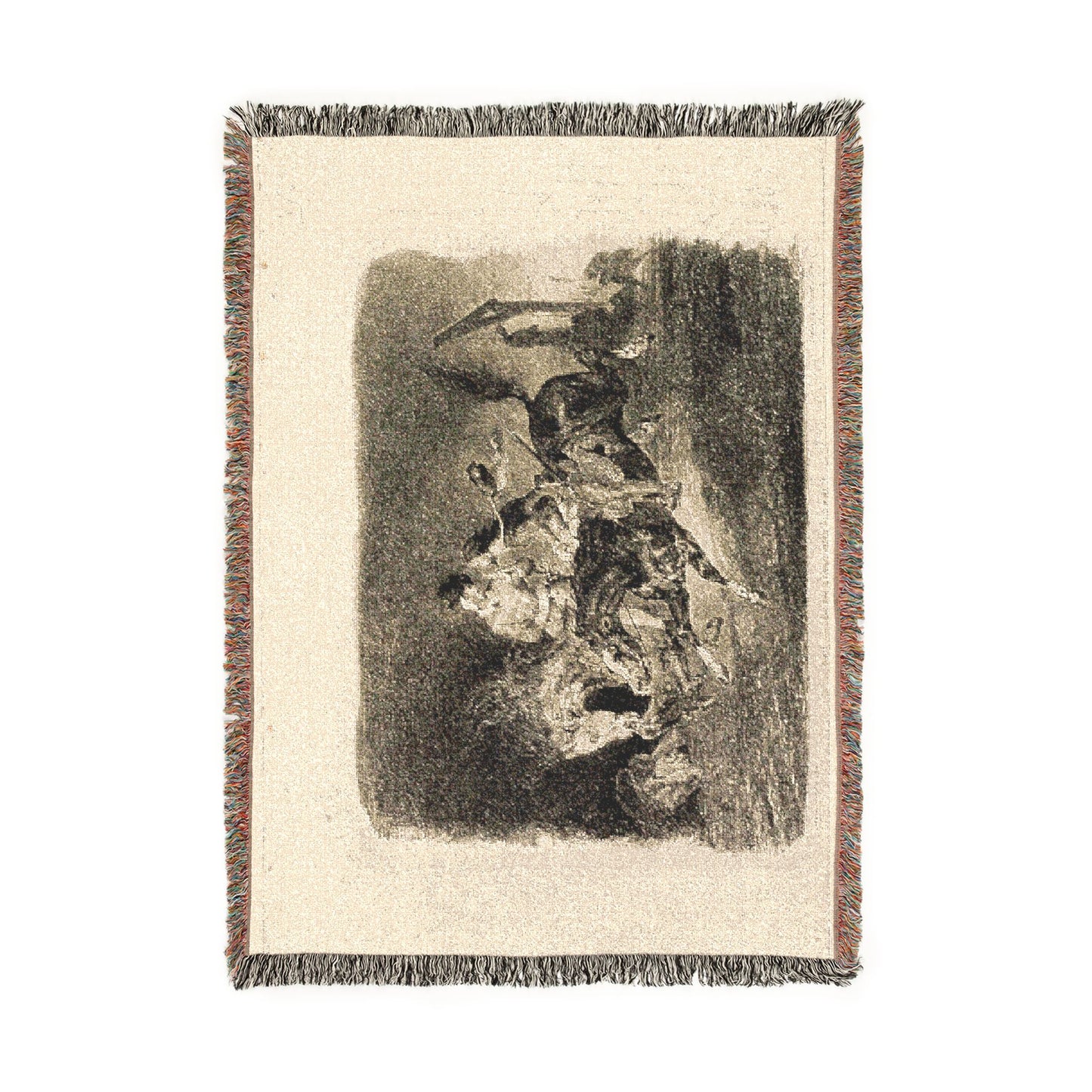 Eugène Delacroix - Faust and Mephistopheles Galloping Through the Night of the Witches' Sabbath | Tapestry Blanket