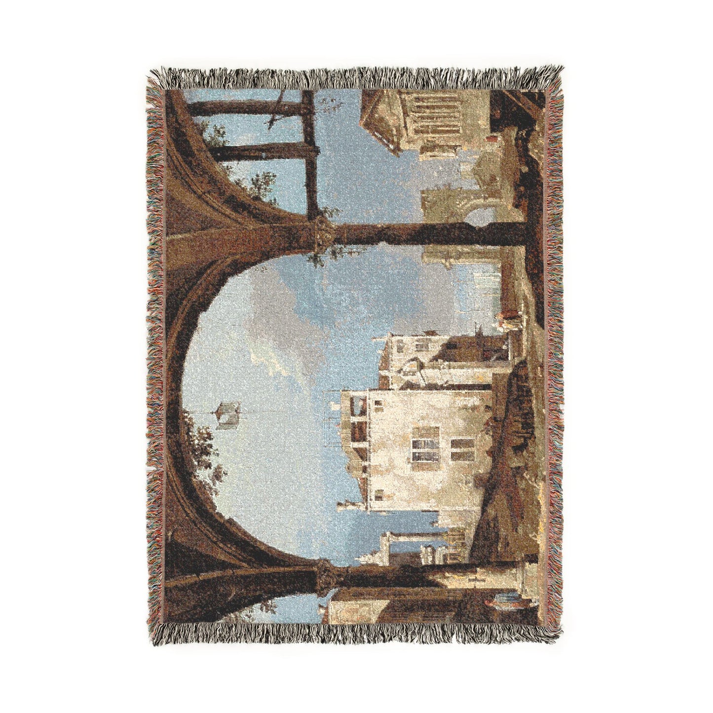 Follower of Canaletto - Portico with a Lantern | Woven Tapestry Blanket