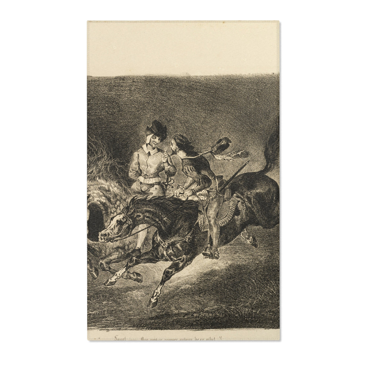 Faust and Mephistopheles Galloping Through — Delacroix Area Rug