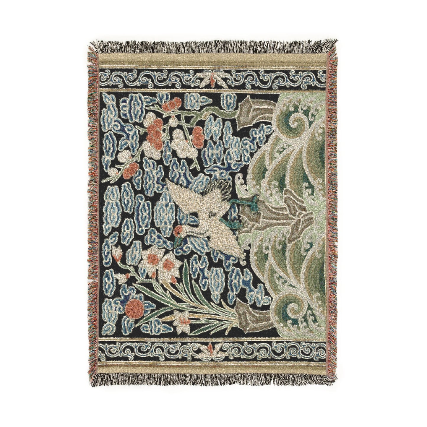 146_rank-badge-with-crane | Woven Tapestry Blanket