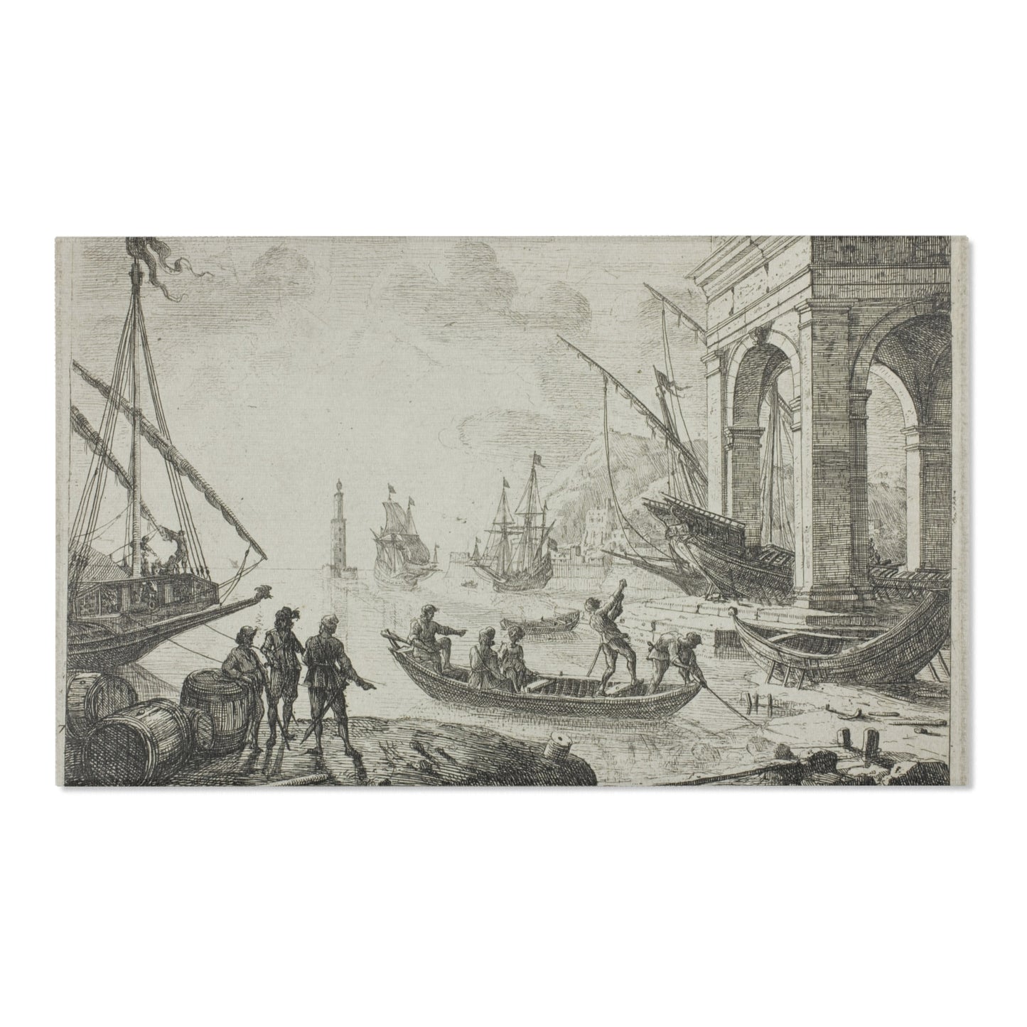 Claude Lorrain - Harbor Scene with a Lighthouse | Area Rug