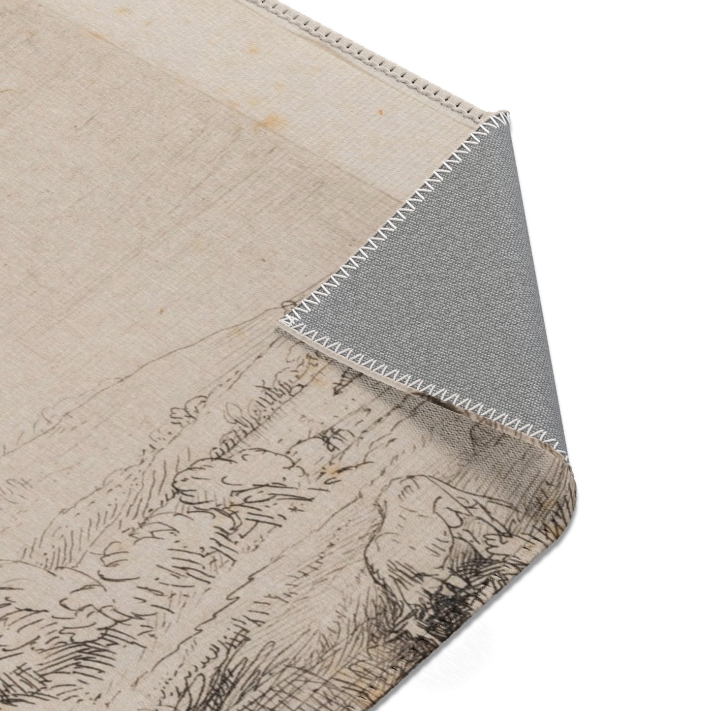 Rembrandt van Rijn - Landscape with a Cow Drinking | Area Rug