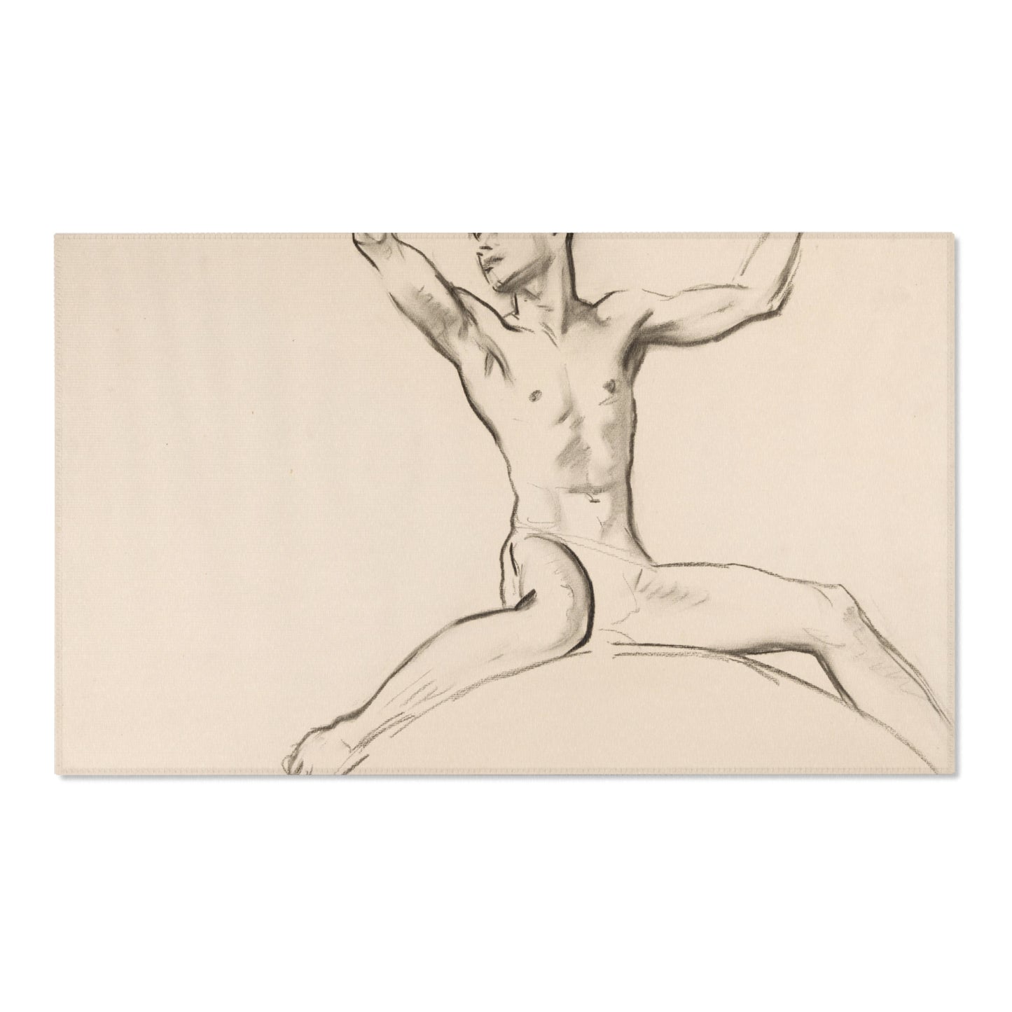 John Singer Sargent - Seated Male Nude, Arms Uplifted | Area Rug