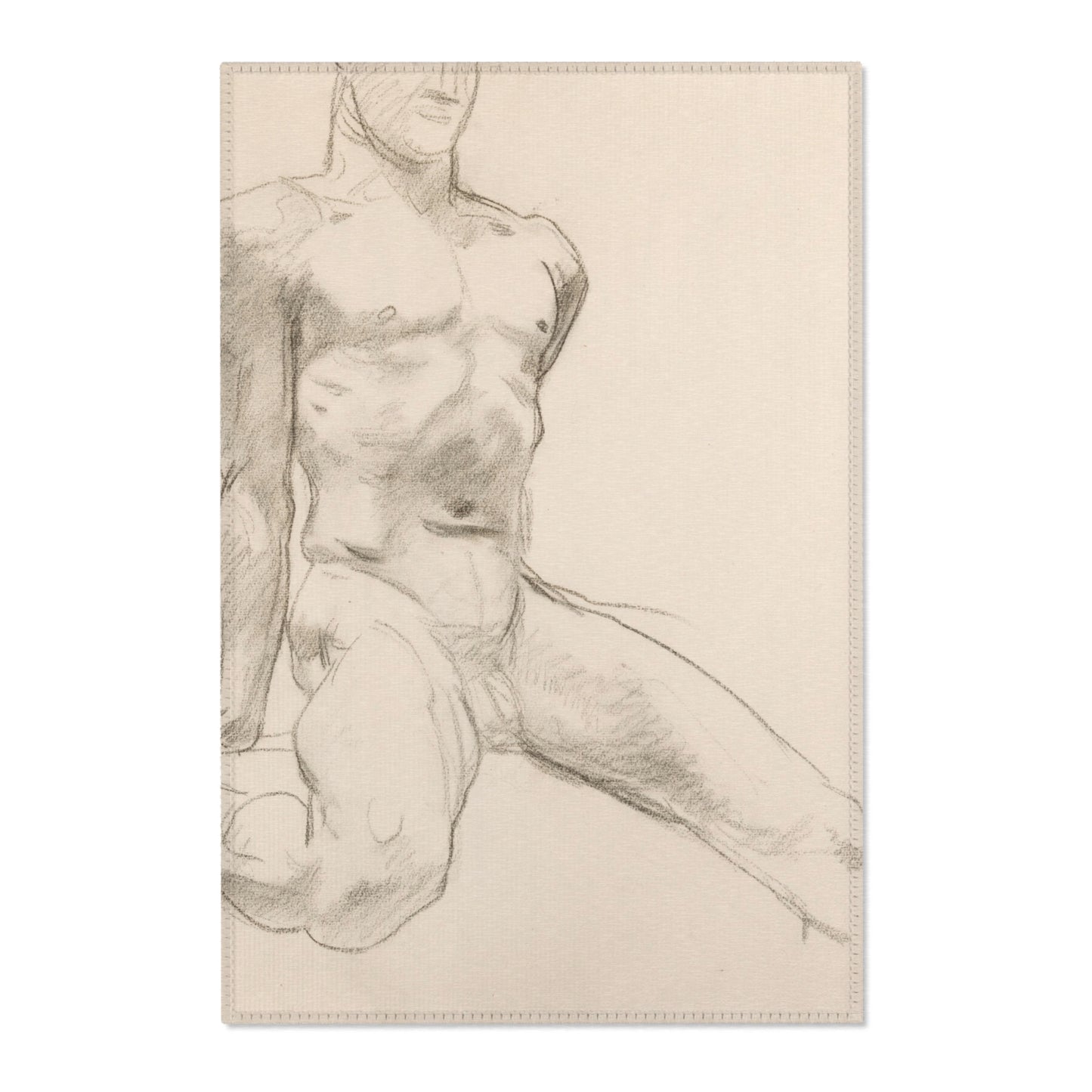 John Singer Sargent - Seated Male Nude with Extended Leg (recto); Sketch of Kneeling Male Nude and Divided Circle (verso | Area Rug