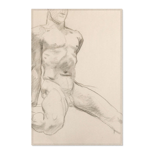 Seated Male Nude with Extended Leg — Sargent Area Rug