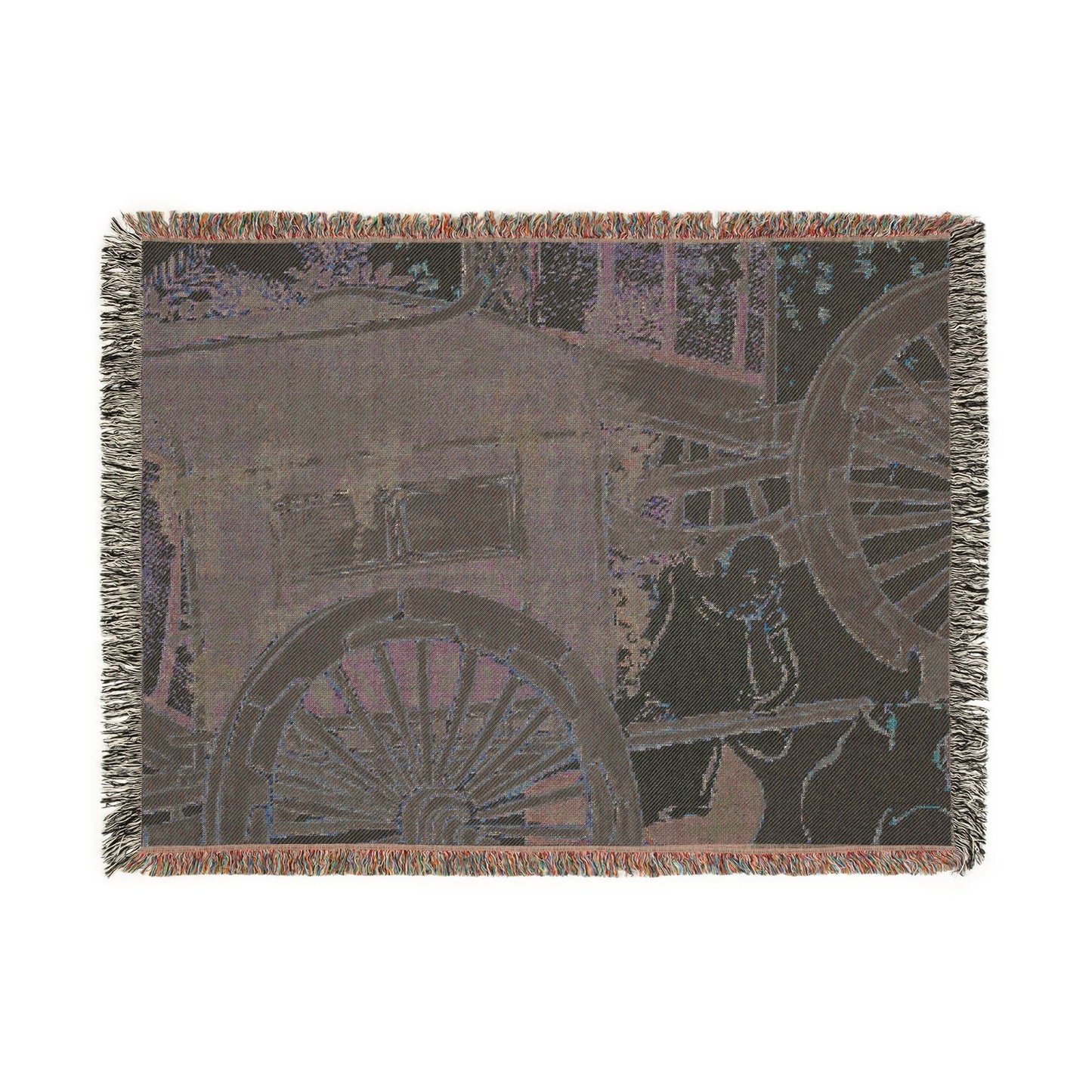Flowers of a Hundred Worlds (Momoyogusa): Flower-draped Carts Woven Throw Blanket