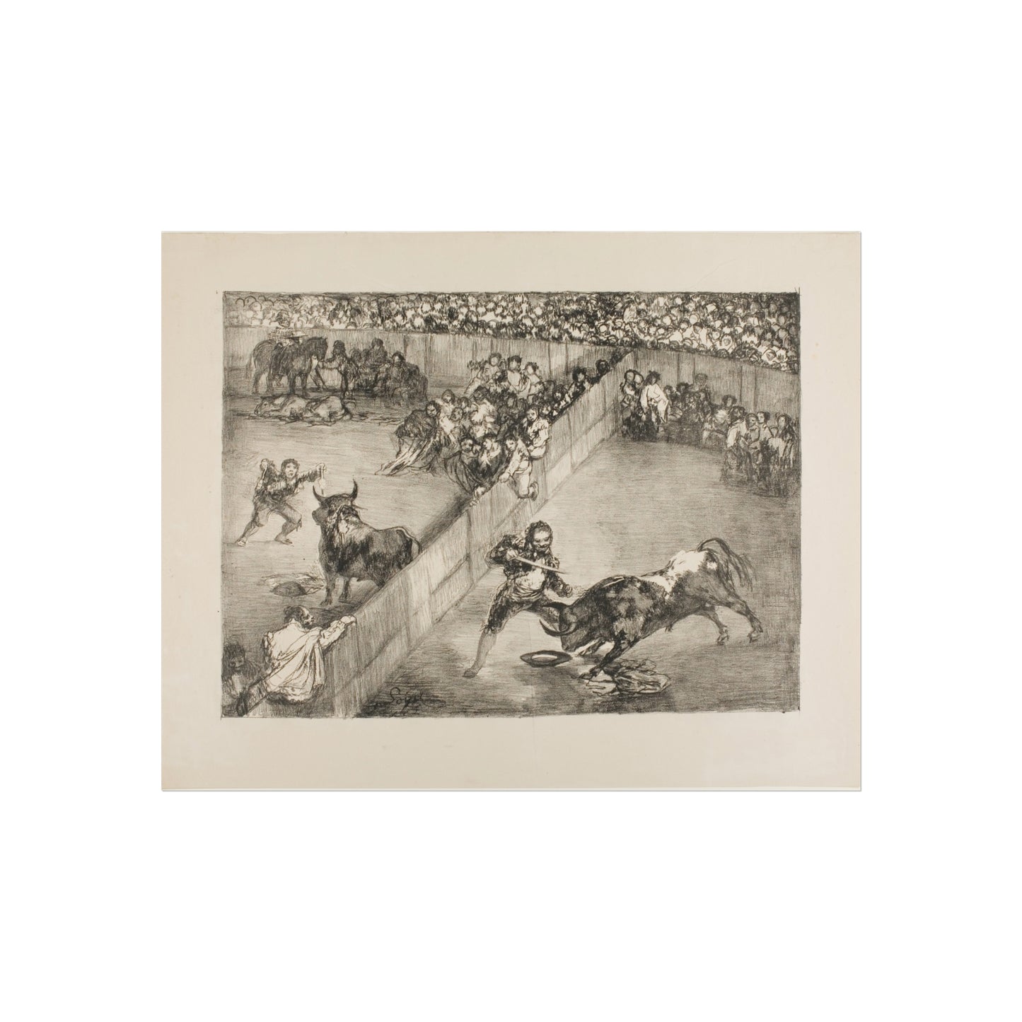 Francisco José de Goya y Lucientes - Bullfight in a divided ring, from The Bulls of Bordeaux | Fine Art Poster