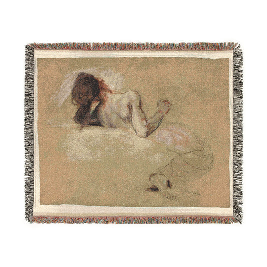 Crouching Woman — Delacroix Tapestry Blanket