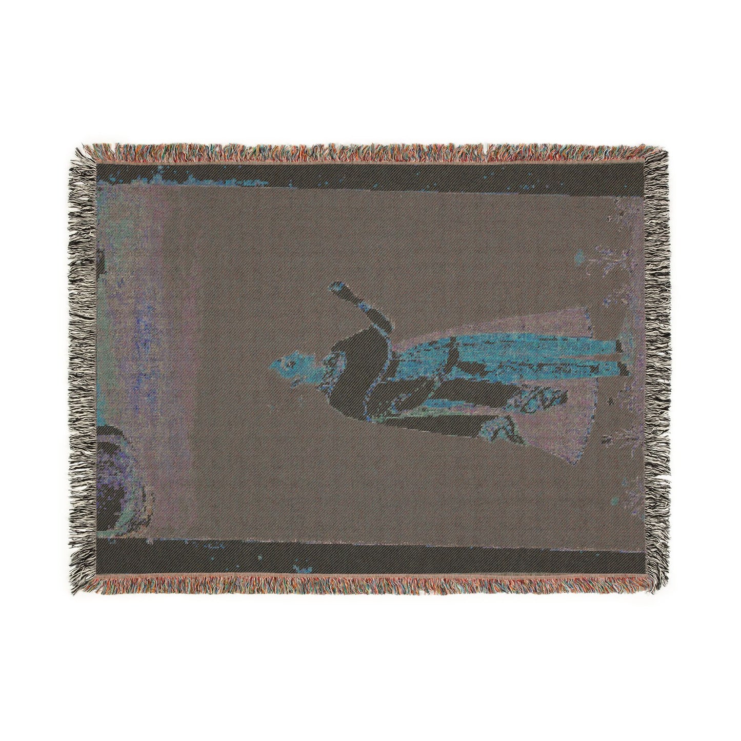 Royal Woman Holding a Flower Woven Throw Blanket