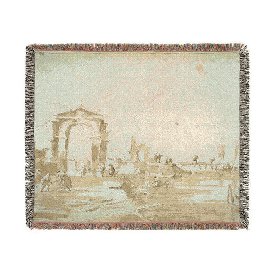 Gateway Near a Landing Bridge — Guardi Tapestry Blanket