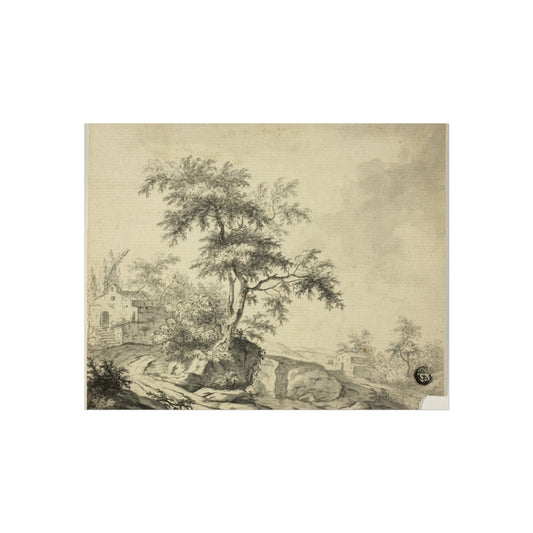 Landscape with Tree on Road to Buildings — Jacob van Ruisdael Fine Art Poster
