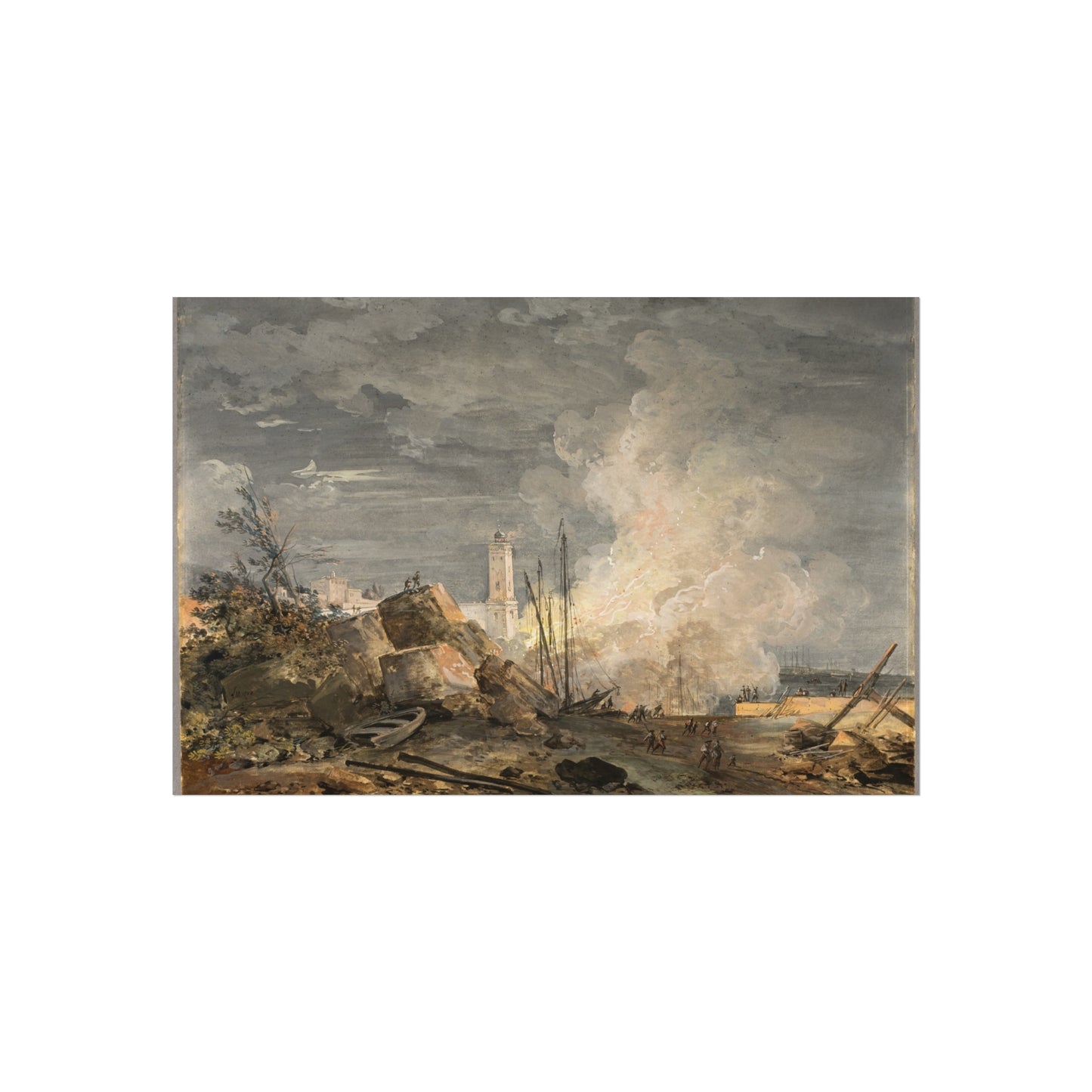 Louis Gabriel Moreau - Fire in the Port | Fine Art Poster