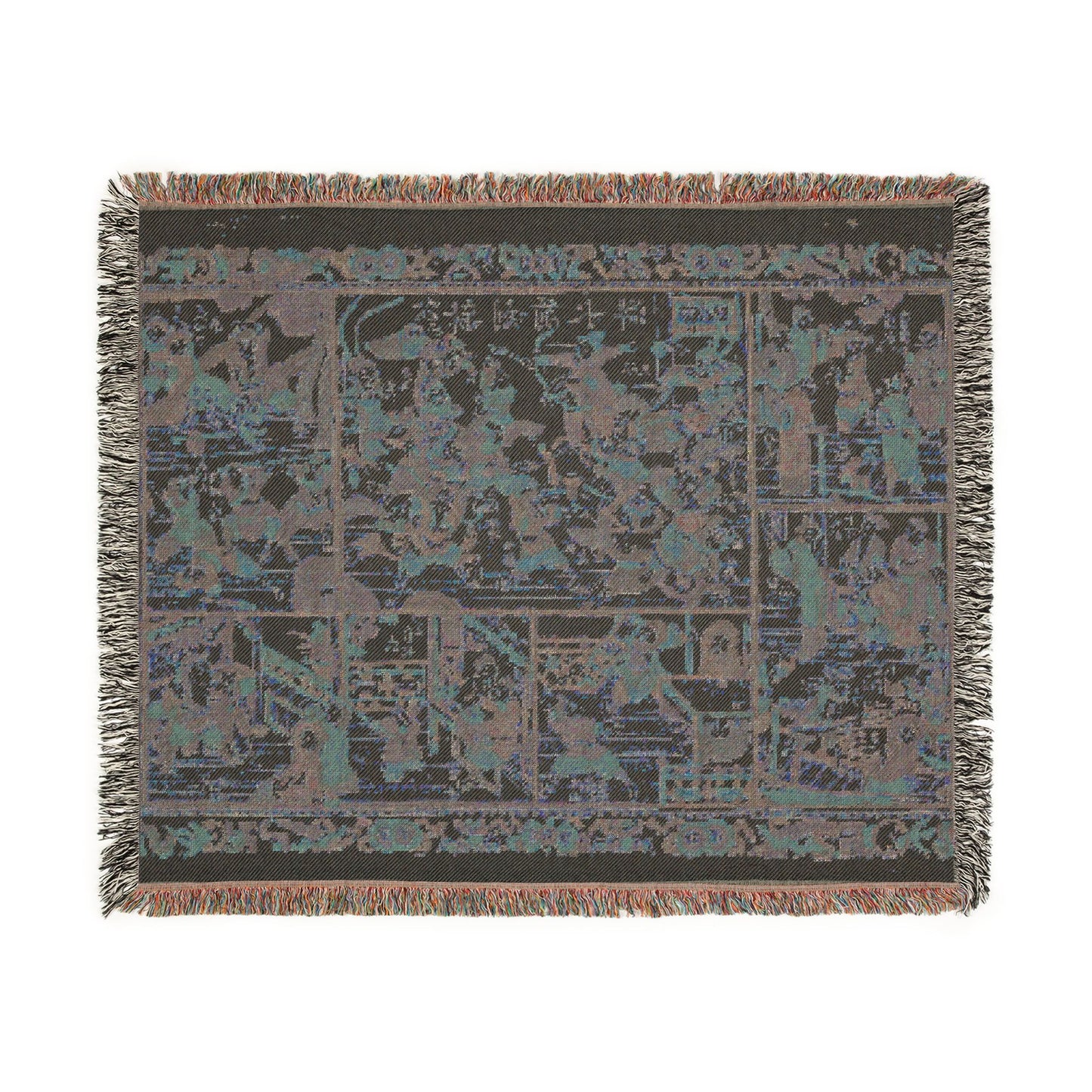 A Newly Cut Print: Scenes from the First Part of Outlaws of the Marsh Woven Throw Blanket