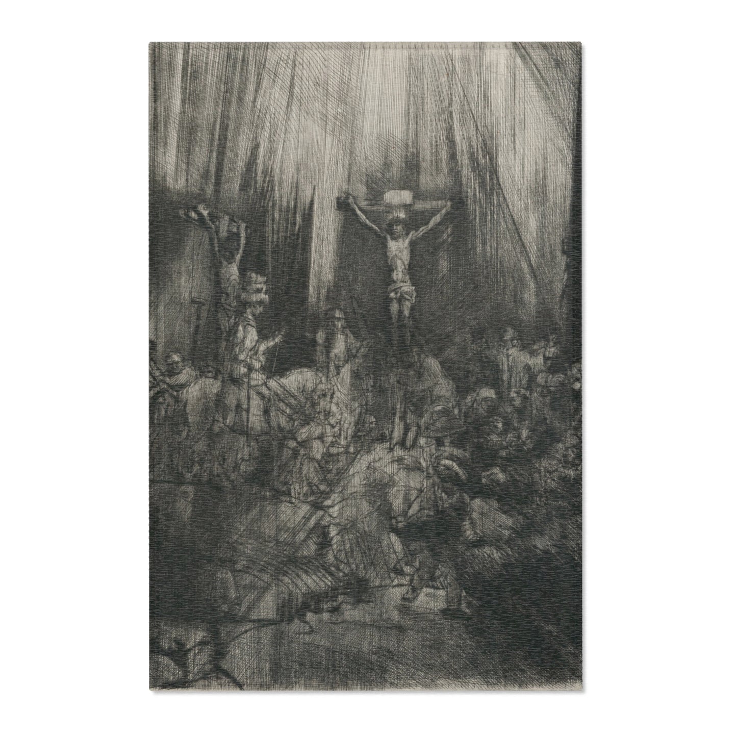 Rembrandt van Rijn - Christ Crucified between the Two Thieves The Three Crosses | Area Rug