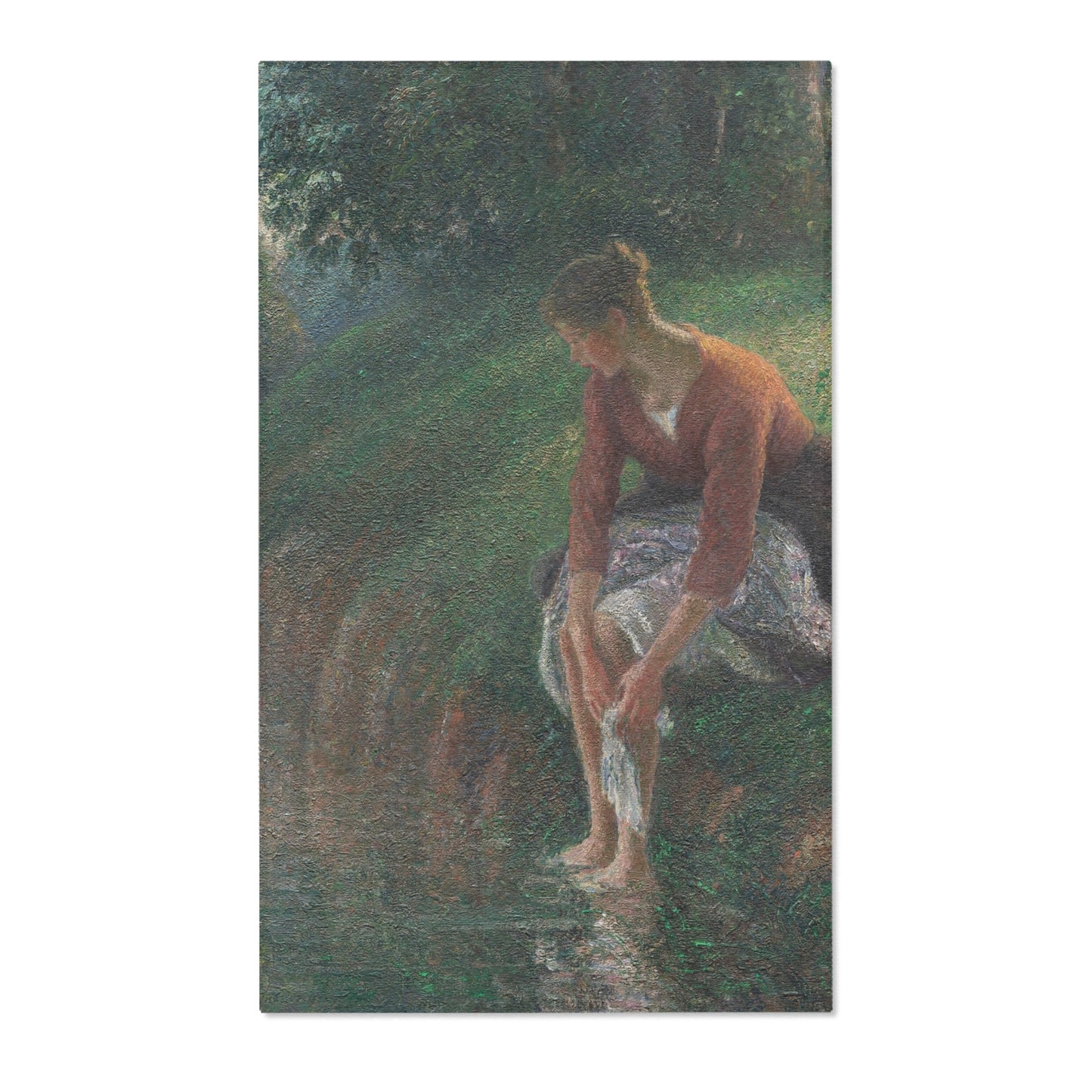 Camille Pissarro - Woman Bathing Her Feet in a Brook | Area Rug