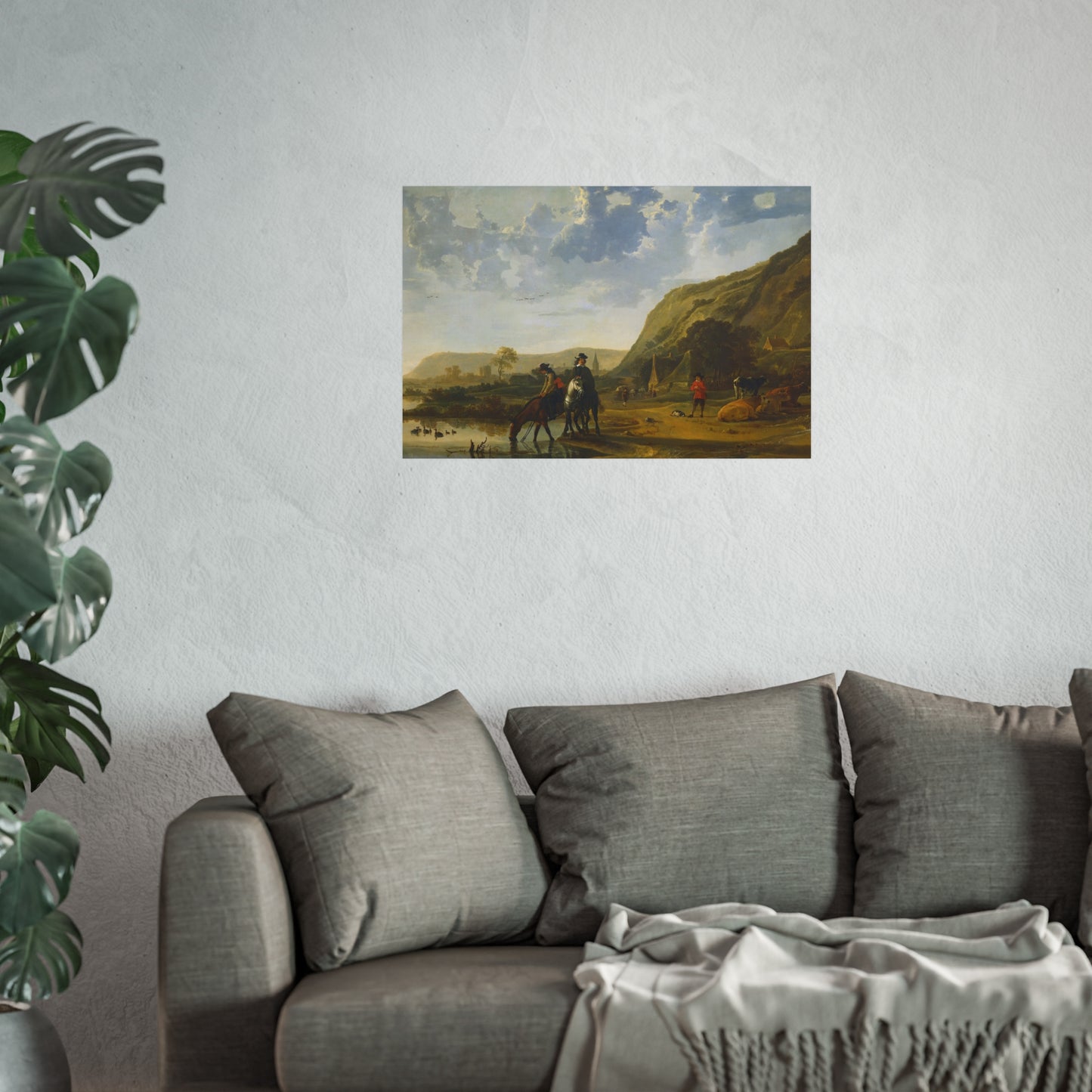 Aelbert Cuyp - Rivierlandschap met ruiters - Google Art Project | Fine Art Poster