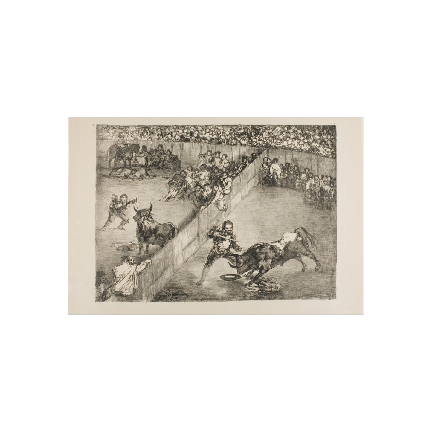 Francisco José de Goya y Lucientes - Bullfight in a divided ring, from The Bulls of Bordeaux | Fine Art Poster