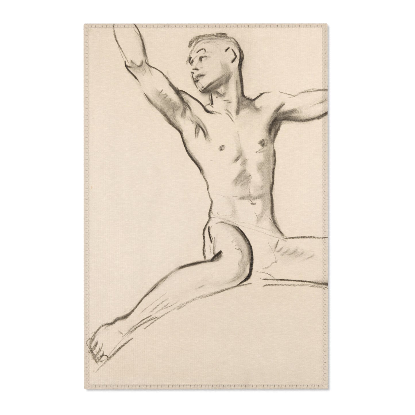 John Singer Sargent - Seated Male Nude, Arms Uplifted | Area Rug