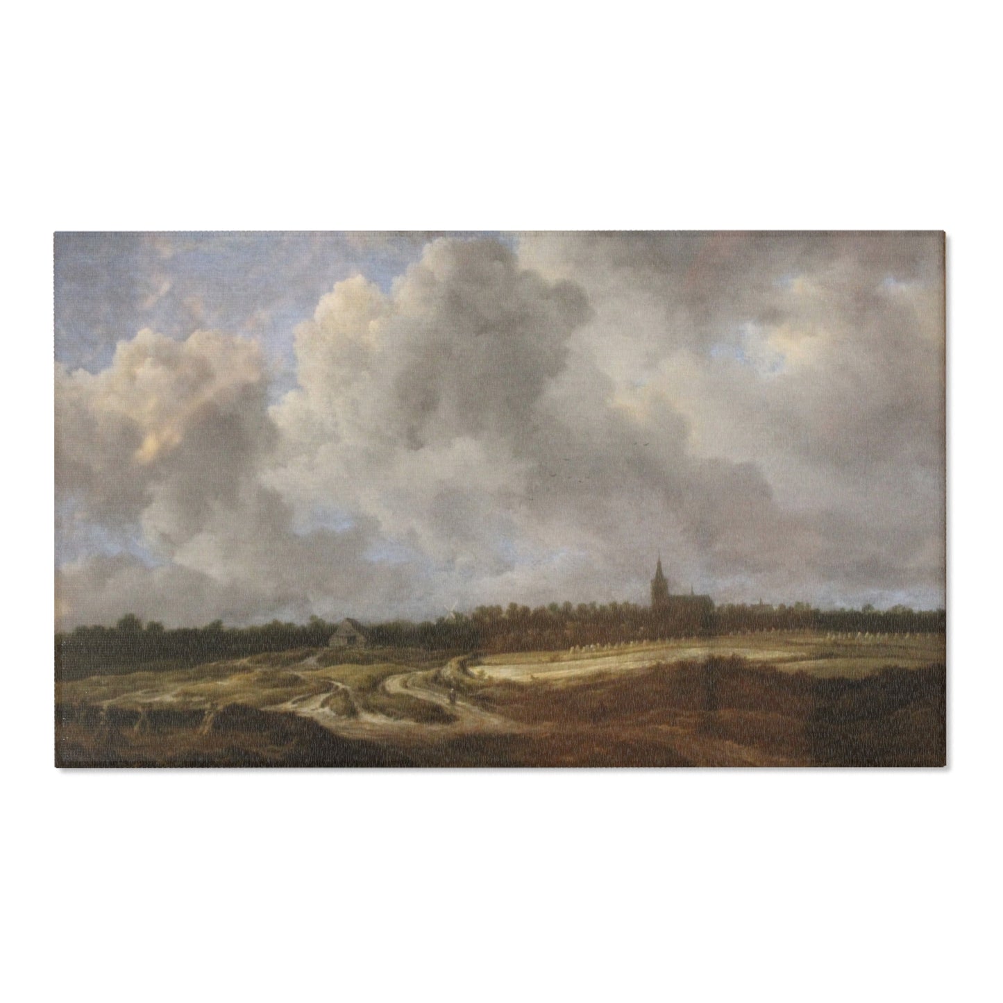 Dresden, Gemäldegalerie Alte Meister, Jacob van Ruisdael, ein Walddorf hinter Dünen | Area Rug