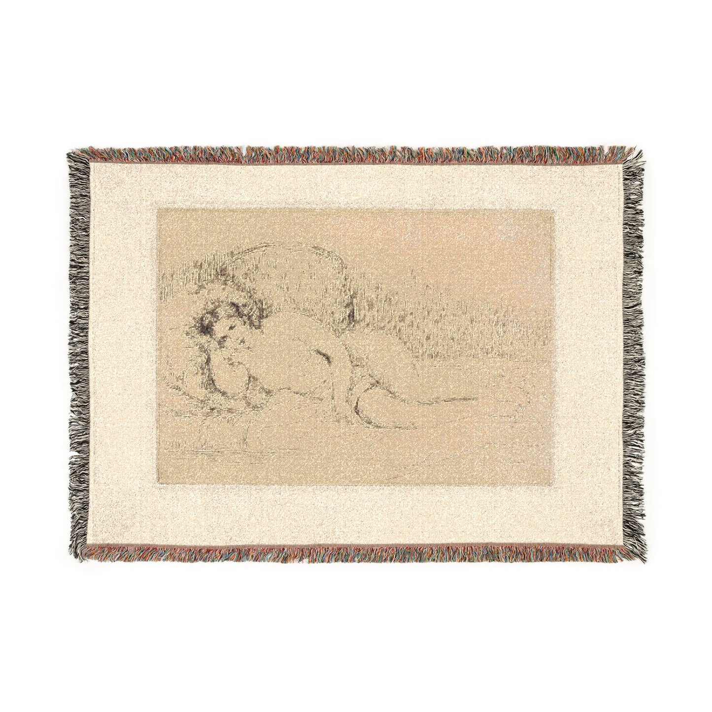 Pierre-Auguste Renoir - Woman Reclining, to the Left | Woven Tapestry Blanket