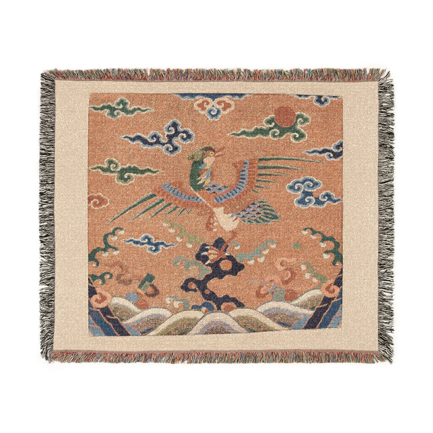 142_rank-badge-with-mandarin-duck | Woven Tapestry Blanket