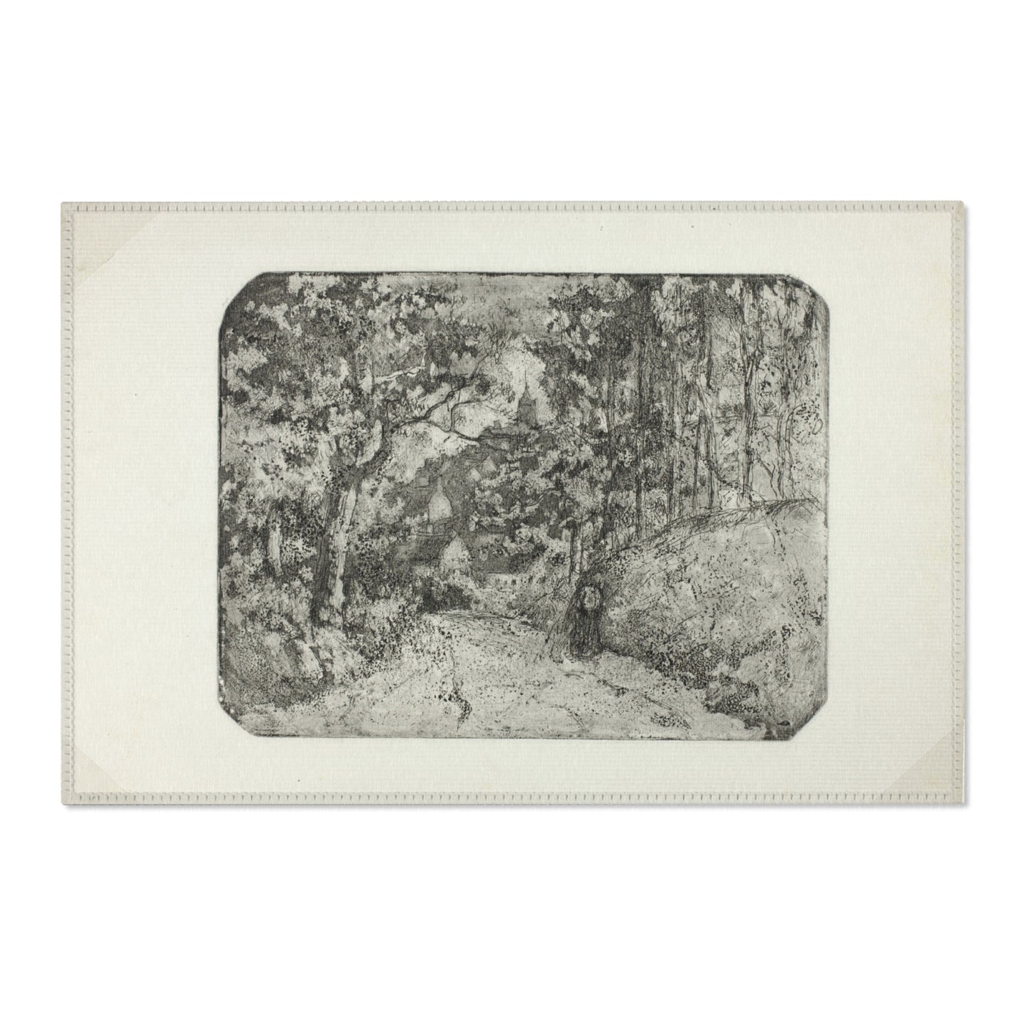 Camille Pissarro - Wooded Lane at Pontoise | Area Rug