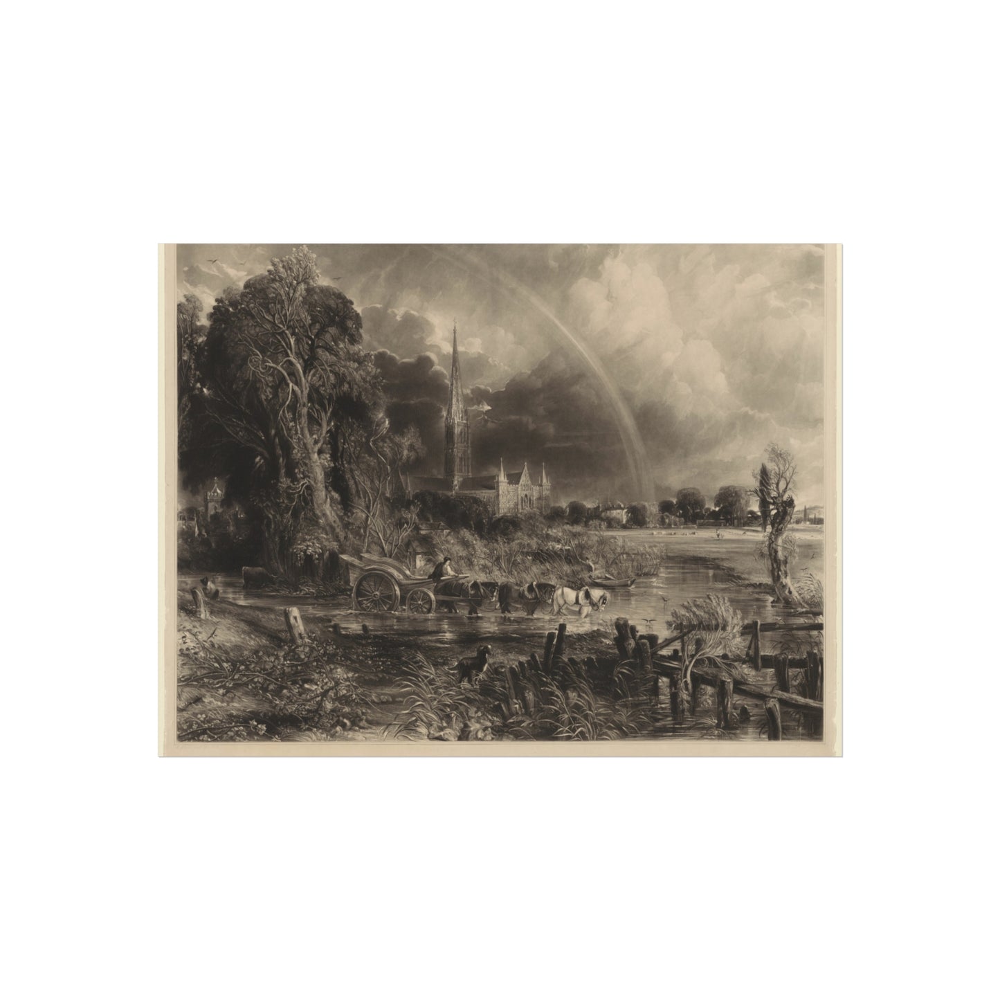 David Lucas - Salisbury Cathedral from the Meadows the Rainbow | Fine Art Poster