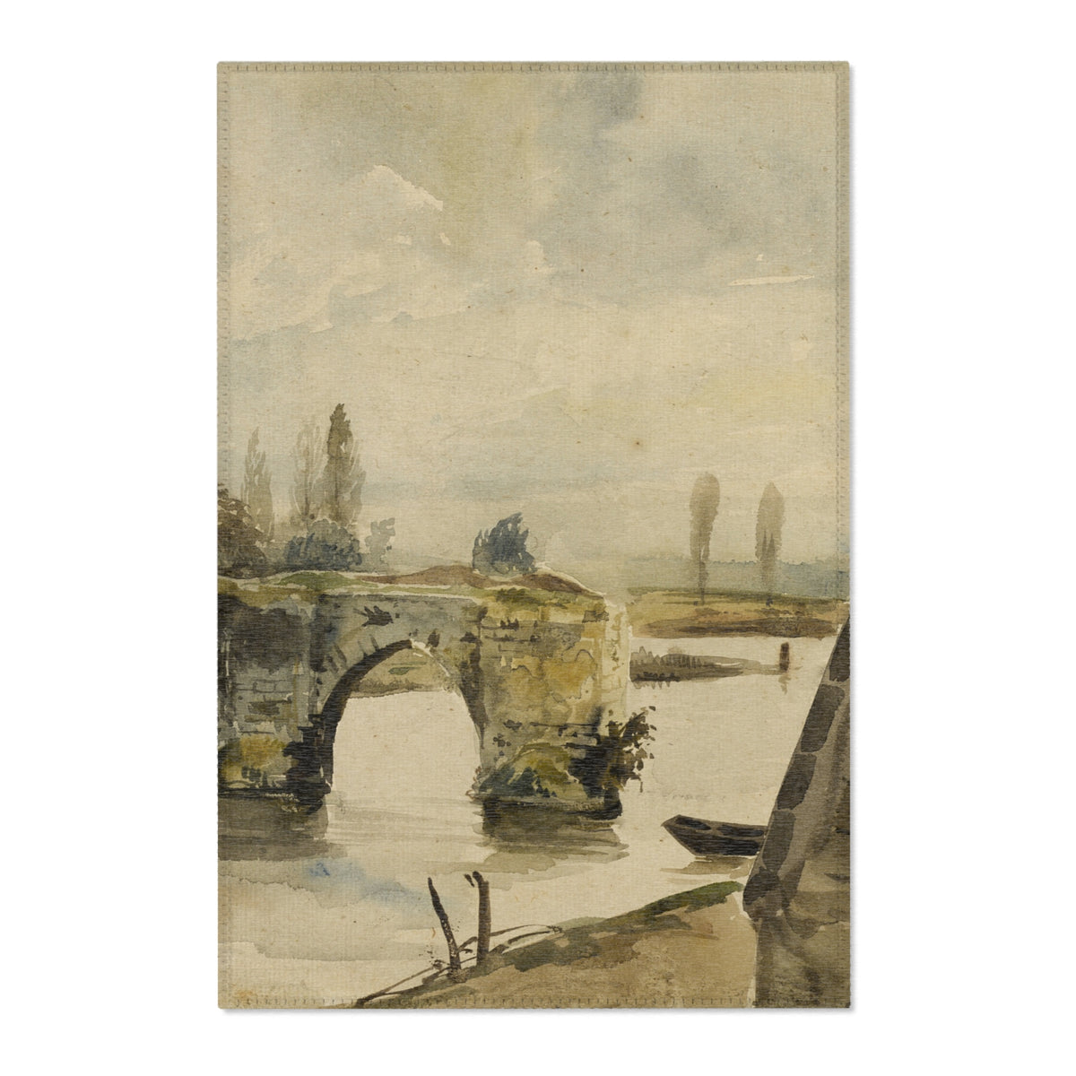The Old Bridge at Mantes — Delacroix Area Rug