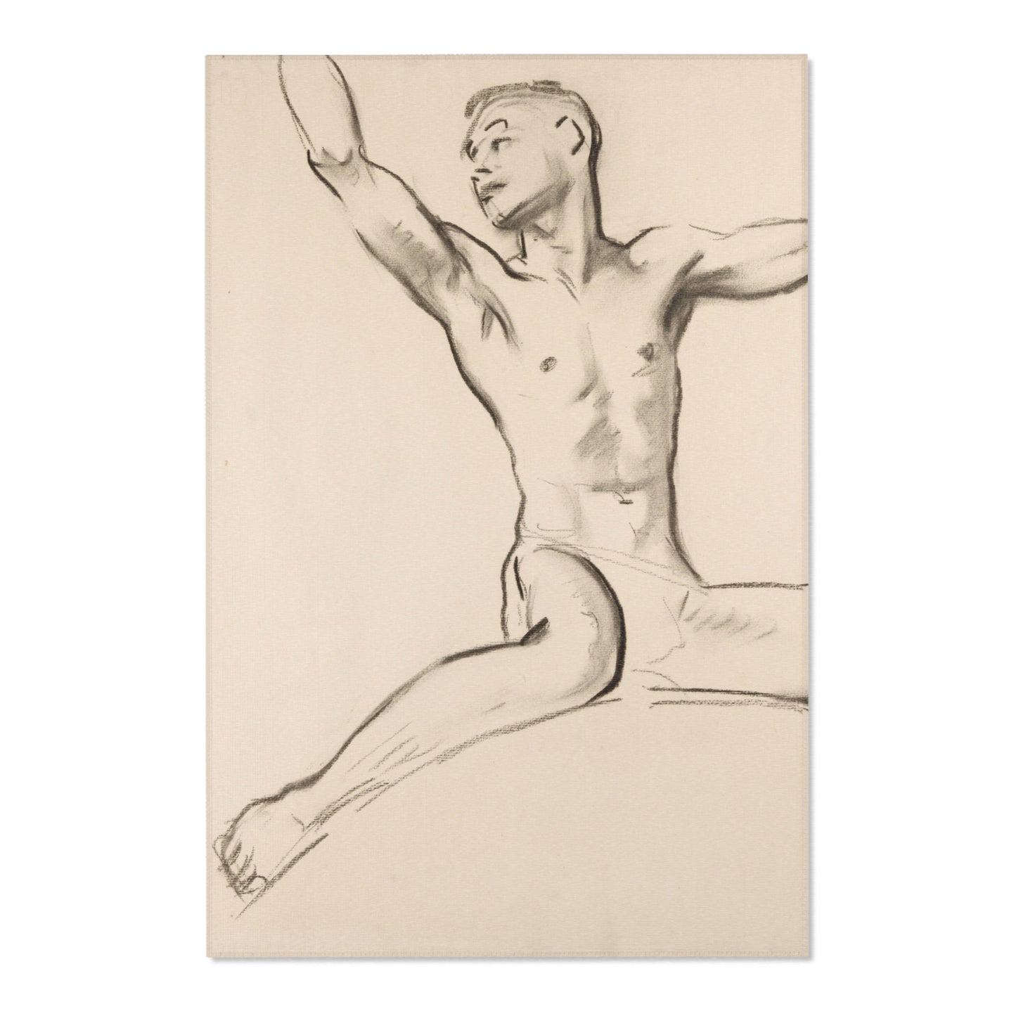 John Singer Sargent - Seated Male Nude, Arms Uplifted | Area Rug