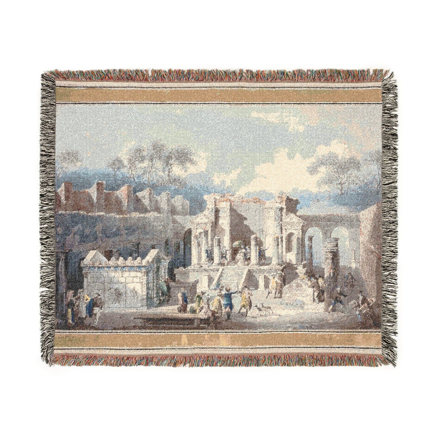 The Temple of Isis at Pompeii Woven Throw Blanket
