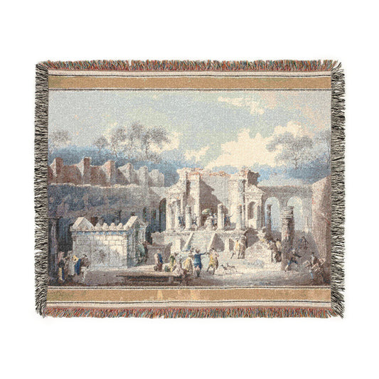 The Temple of Isis at Pompeii Woven Throw Blanket