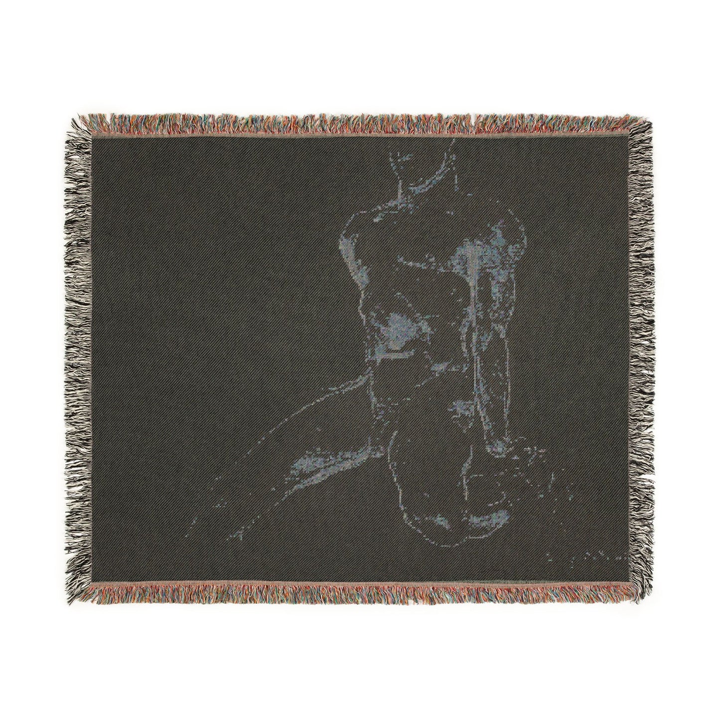 John Singer Sargent - Seated Male Nude with Extended Leg (recto); Sketch of Kneeling Male Nude and Divided Circle (verso | Woven Tapestry Blanket