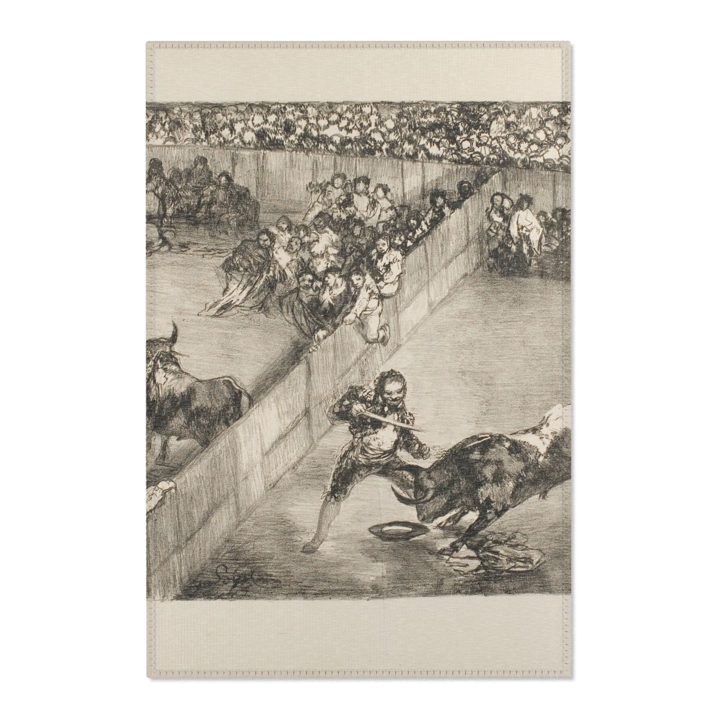 Francisco José de Goya y Lucientes - Bullfight in a divided ring, from The Bulls of Bordeaux | Area Rug